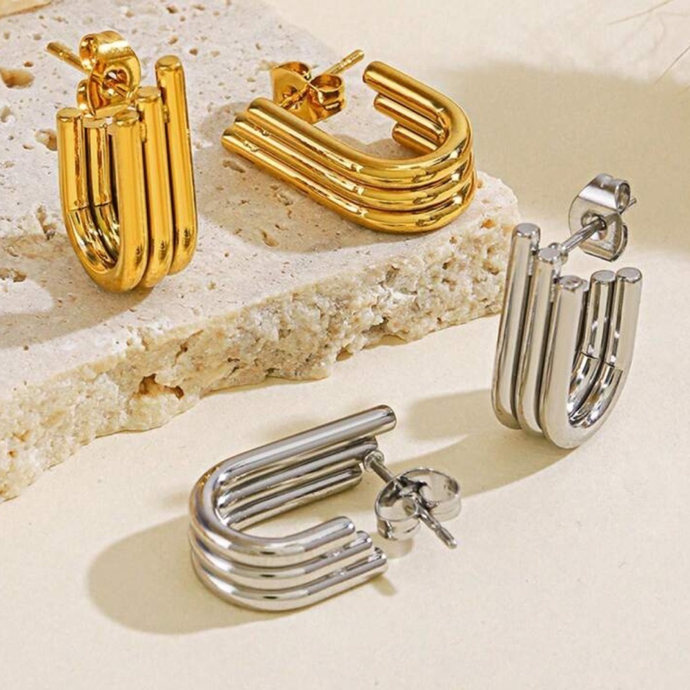 Jenny Bird Inspired Sculpted Silver Hoop Earrings